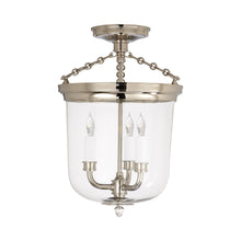 Load image into Gallery viewer, Merchant Semi Flush Mount Ceiling Light in Polished Nickel.
