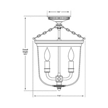 Load image into Gallery viewer, Merchant Semi Flush Mount Ceiling Light - line drawing.
