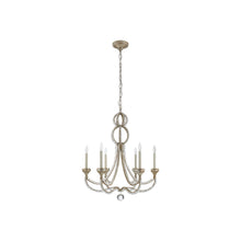 Load image into Gallery viewer, Milan Chandelier in Gilded Iron/Frosted Glass (Medium).
