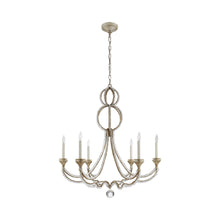 Load image into Gallery viewer, Milan Chandelier in Gilded Iron/Frosted Glass (Large).
