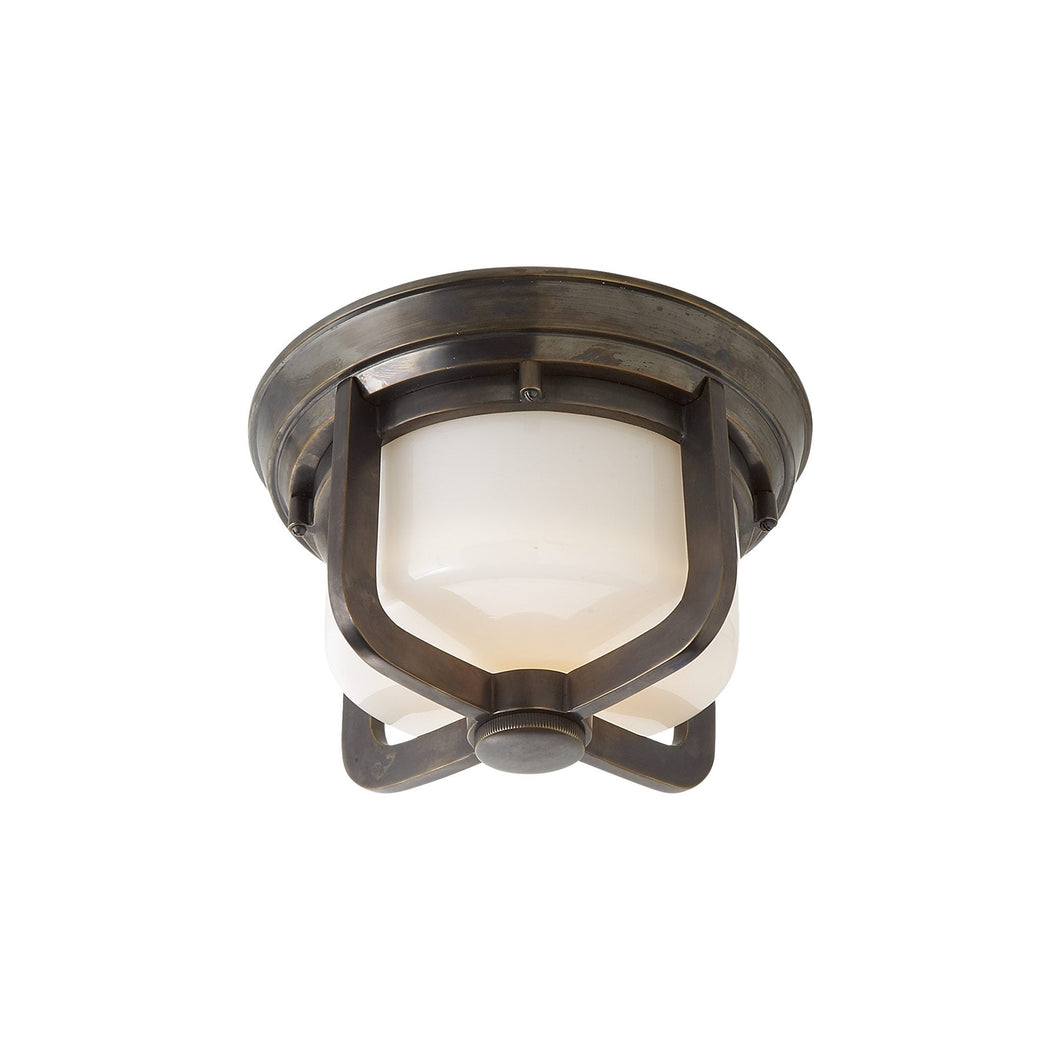 Milton Outdoor Flush Mount Ceiling Light in Bronze (Small).