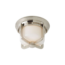 Load image into Gallery viewer, Milton Outdoor Flush Mount Ceiling Light in Polished Nickel (Small).
