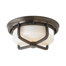 Load image into Gallery viewer, Milton Outdoor Flush Mount Ceiling Light in Bronze (Large).
