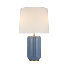 Load image into Gallery viewer, Minx LED Table Lamp in Polar Blue Crackle.
