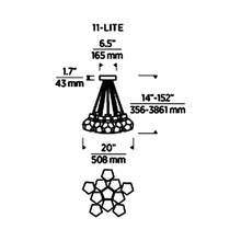 Load image into Gallery viewer, Kira LED Multi Light Pendant Light - line drawing.
