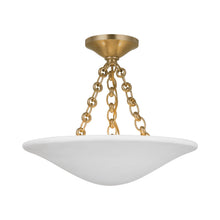 Load image into Gallery viewer, Mollino LED Semi Flush Mount Ceiling Light in Hand-Rubbed Antique Brass.
