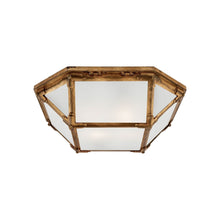 Load image into Gallery viewer, Morris Flush Mount Ceiling Light in Gilded Iron/Frosted Glass (Small).
