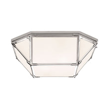Load image into Gallery viewer, Morris Flush Mount Ceiling Light in Polished Nickel/White Glass (Large).
