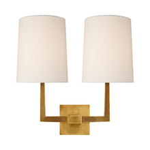 Load image into Gallery viewer, Ojai Double Wall Light in Soft Brass.

