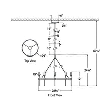 Load image into Gallery viewer, Overture LED Chandelier - line drawing.
