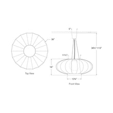 Load image into Gallery viewer, Paper Moon Pendant Light - line drawing.
