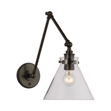 Load image into Gallery viewer, Parkington Swing Arm LED Wall Light in Double Arm/Bronze/Clear Glass.
