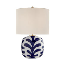 Load image into Gallery viewer, Parkwood Oval Table Lamp in New White/Cobalt.
