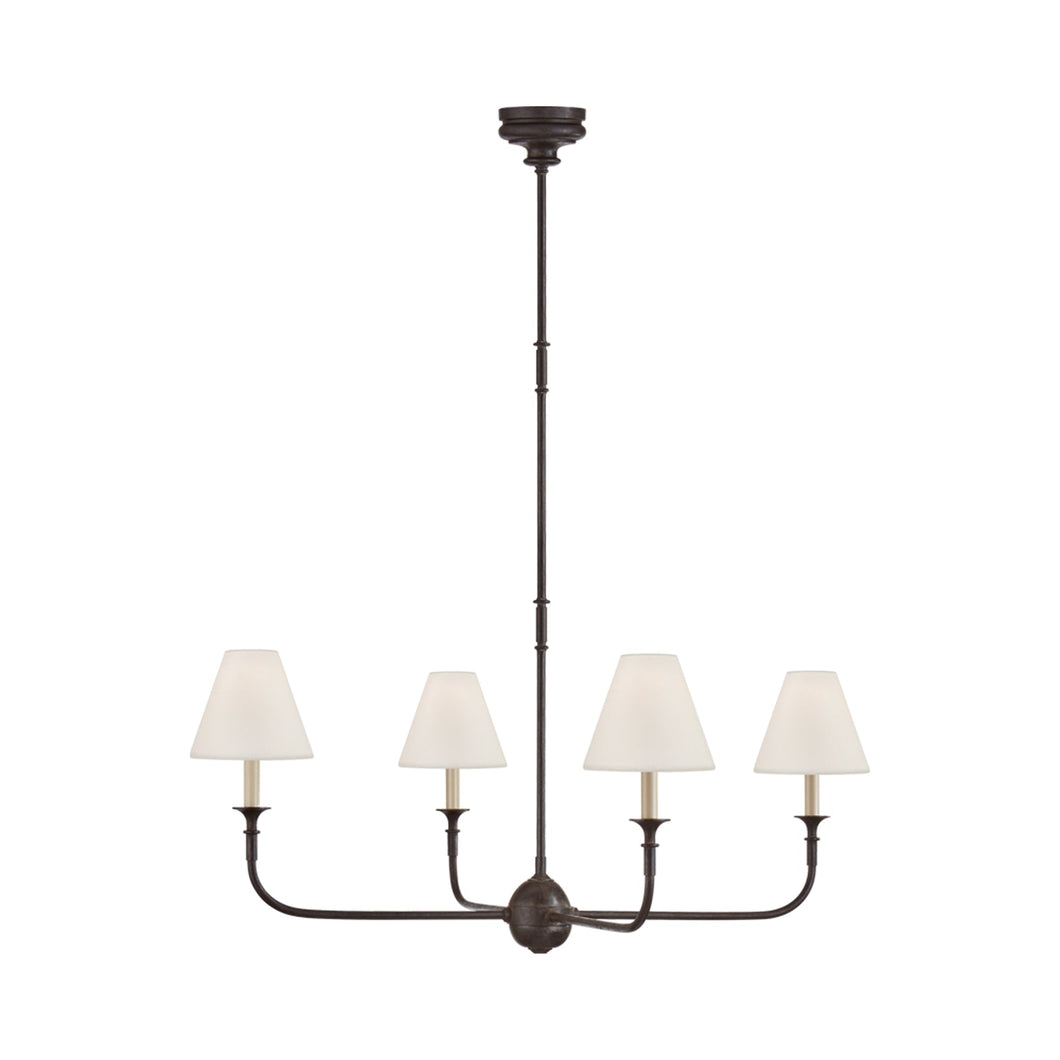 Piaf Chandelier in Aged Iron and Ebonized Oak (4-Light).