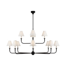 Load image into Gallery viewer, Piaf Chandelier in Aged Iron and Ebonized Oak (12-Light).
