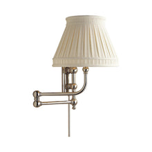 Load image into Gallery viewer, Pimlico Swing Arm Wall Light in Polished Nickel/Linen Collar.
