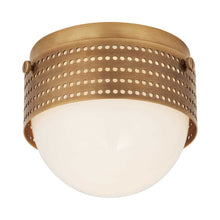 Load image into Gallery viewer, Precision LED Flush Mount Ceiling Light in Antique-Burnished Brass/White Glass(4.5" Round).
