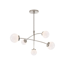 Load image into Gallery viewer, Prescott Chandelier in Polished Nickel/White (Medium).
