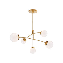 Load image into Gallery viewer, Prescott Chandelier in Soft Brass/White (Medium).
