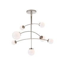 Load image into Gallery viewer, Prescott Chandelier in Polished Nickel/White (Large).

