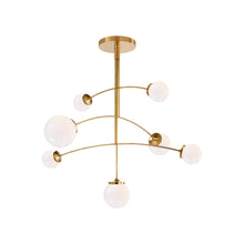 Load image into Gallery viewer, Prescott Chandelier in Soft Brass/White (Large).
