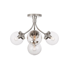 Load image into Gallery viewer, Prescott Semi Flush Ceiling Light in Polished Nickel/Clear(Medium).
