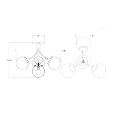 Load image into Gallery viewer, Prescott Semi Flush Ceiling Light - line drawing.

