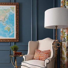 Load image into Gallery viewer, Quatrefoil Floor Lamp in living room.

