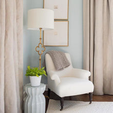 Load image into Gallery viewer, Quatrefoil Floor Lamp in living room.
