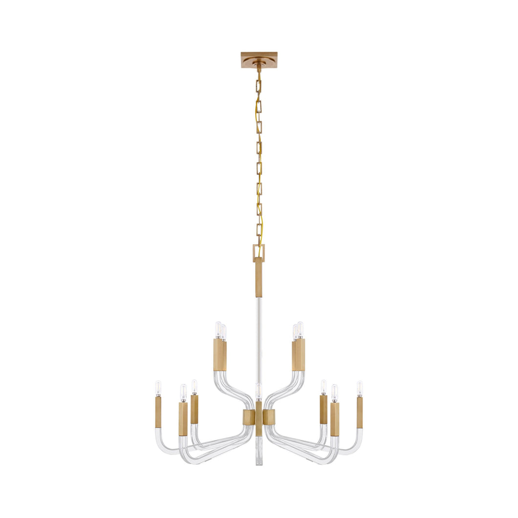 Reagan Chandelier in Antique-Burnished Brass and Crystal/Without Shade (Medium).