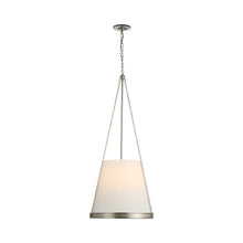 Load image into Gallery viewer, Reese LED Pendant Light in Polished Nickel/Linen (Medium).
