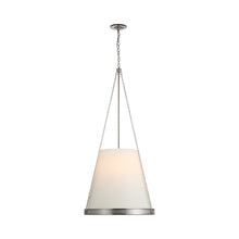 Load image into Gallery viewer, Reese LED Pendant Light in Polished Nickel/Linen (Large).
