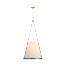 Load image into Gallery viewer, Reese LED Pendant Light in Soft Brass/Linen (Large).
