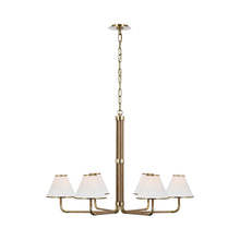 Load image into Gallery viewer, Rigby LED Chandelier in Soft Brass/Natural Oak (6-Light).

