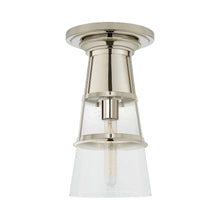 Load image into Gallery viewer, Robinson Flush Mount Ceiling Light in Polished Nickel/Seeded Glass (Medium).
