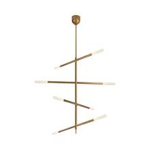 Load image into Gallery viewer, Rousseau Articulating LED Chandelier in Antique-Burnished Brass/Etched Crystal (Large).
