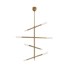 Load image into Gallery viewer, Rousseau Articulating LED Chandelier in Antique-Burnished Brass/Seeded Glass (Large).
