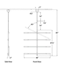 Load image into Gallery viewer, Rousseau Articulating LED Chandelier - line drawing.
