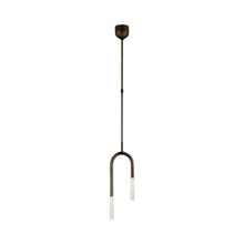 Load image into Gallery viewer, Rousseau Asymmetric LED Pendant Light in Bronze/Seeded Glass.
