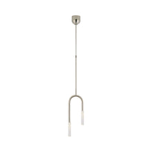 Load image into Gallery viewer, Rousseau Asymmetric LED Pendant Light in Polished Nickel/Seeded Glass.
