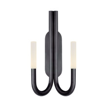 Load image into Gallery viewer, Rousseau Double LED Wall Light in Bronze/Etched Crystal.
