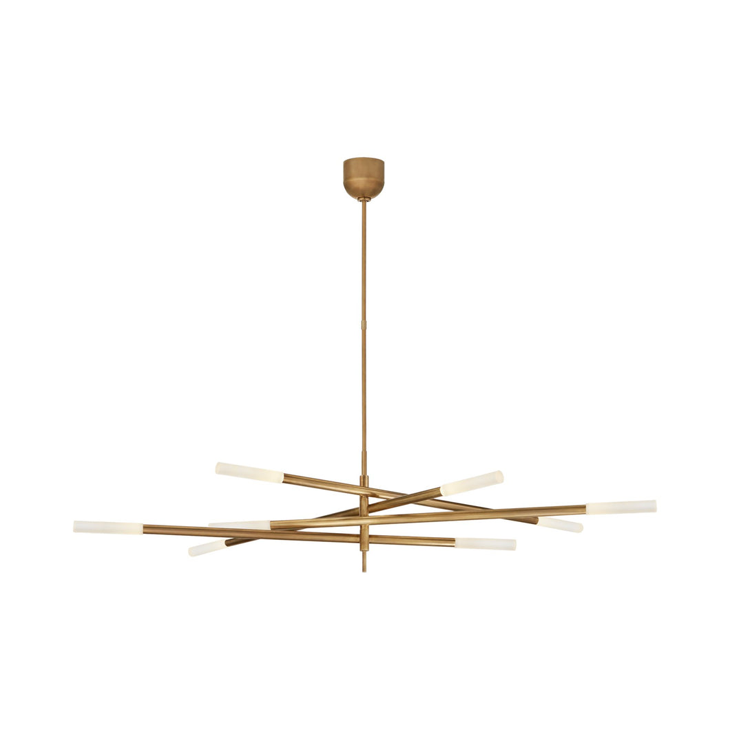 Rousseau Grande LED Chandelier in Antique-Burnished Brass/Etched Crystal (8-Light).