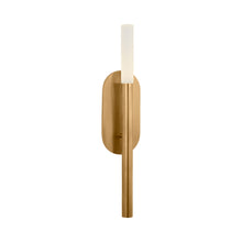 Load image into Gallery viewer, Rousseau LED Bath Wall Light in Antique-Burnished Brass/Etched Crystal (1-Light/Medium).
