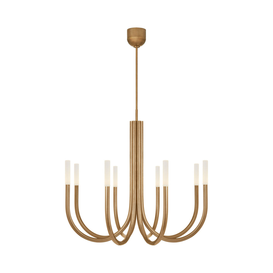 Rousseau LED Chandelier in Antique-Burnished Brass/Etched Crystal (8-Light).