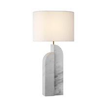 Load image into Gallery viewer, Savoye LED Table Lamp in White Marble (Left).
