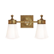 Load image into Gallery viewer, Siena Double Wall Light in Hand-Rubbed Antique Brass.
