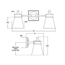 Load image into Gallery viewer, Siena Double Wall Light - line drawing.
