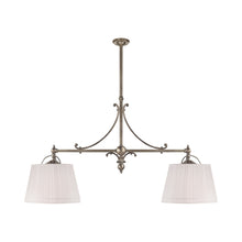 Load image into Gallery viewer, Sloane Double Shop Pendant Light in Antique Nickel/Linen.
