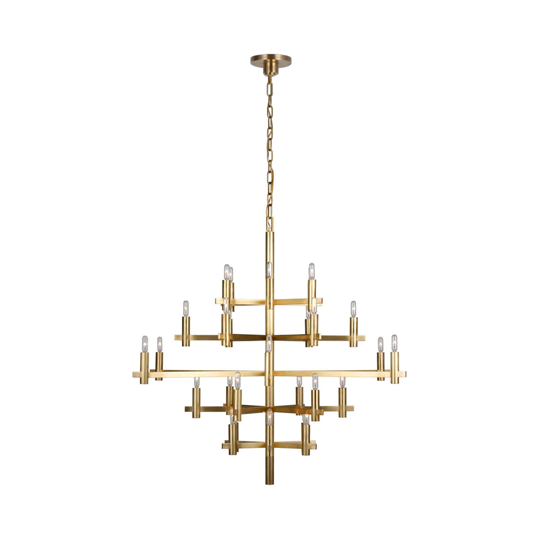 Sonnet LED Chandelier in Antique-Burnished Brass/Without Shade (Large).