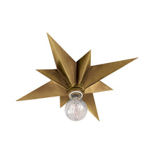 Load image into Gallery viewer, Star Flush Mount Ceiling Light in Hand-Rubbed Antique Brass.

